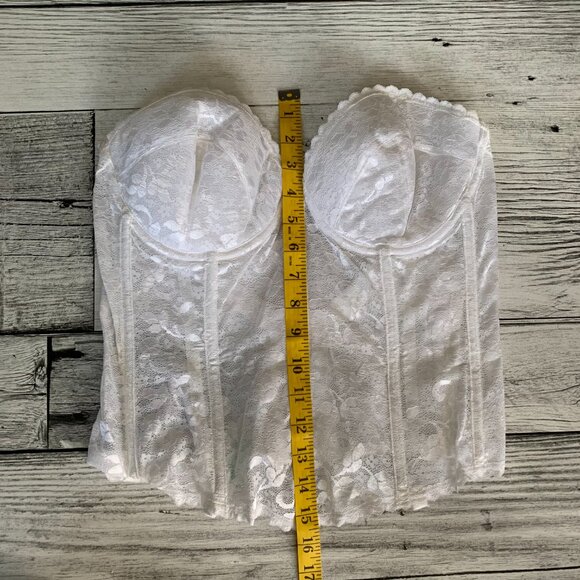 Vintage Union Made Carnival White Sheer Lace Boned Corset Bustier Lingerie - Picture 10 of 14